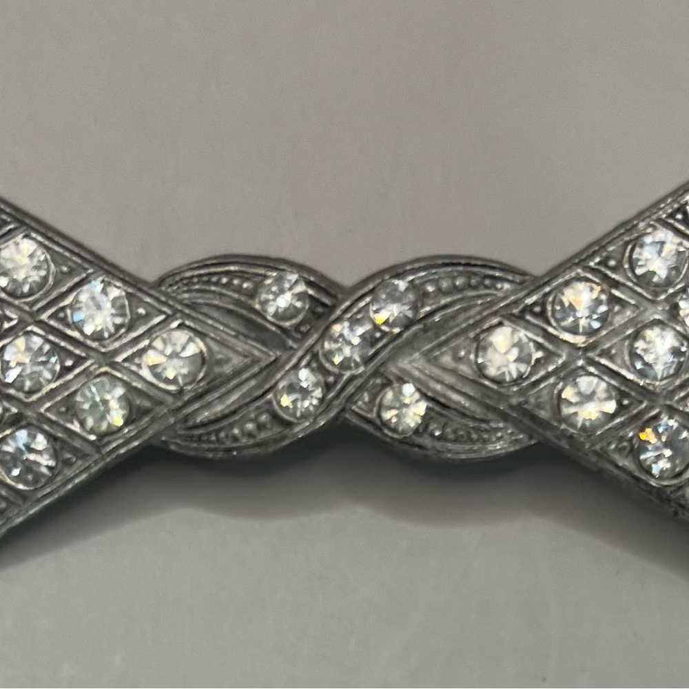 Art Deco Revival Rhinestone, Silver tone Brooch, Vintage
